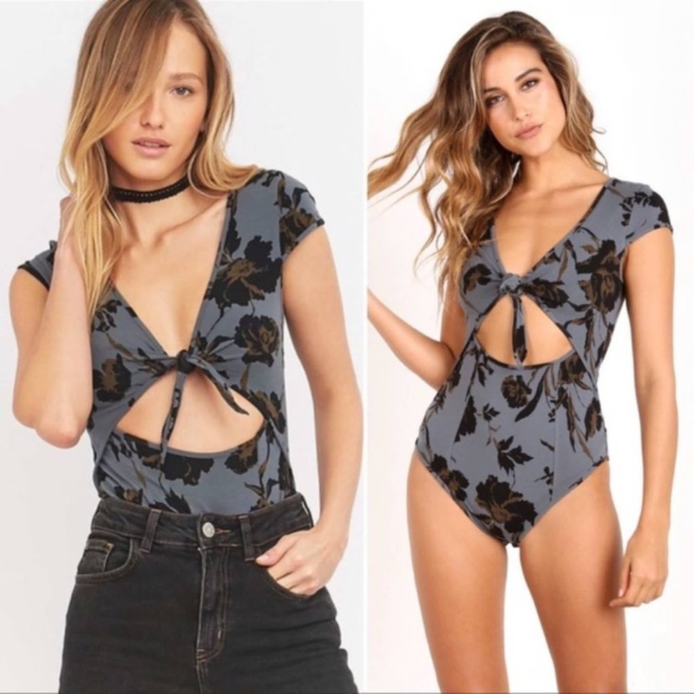 Free People Wowzers Floral Keyhole Bodysuit